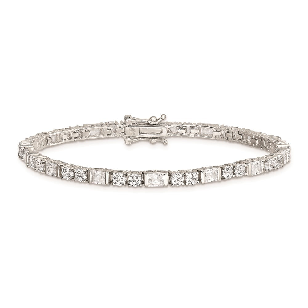 Sterling Silver Rhodium-plated CZ Tennis Bracelet QX354CZ