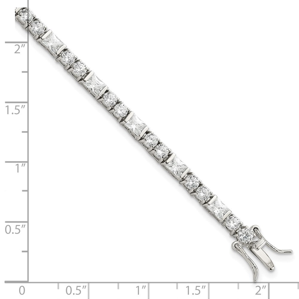 Sterling Silver Rhodium-plated CZ Tennis Bracelet QX354CZ
