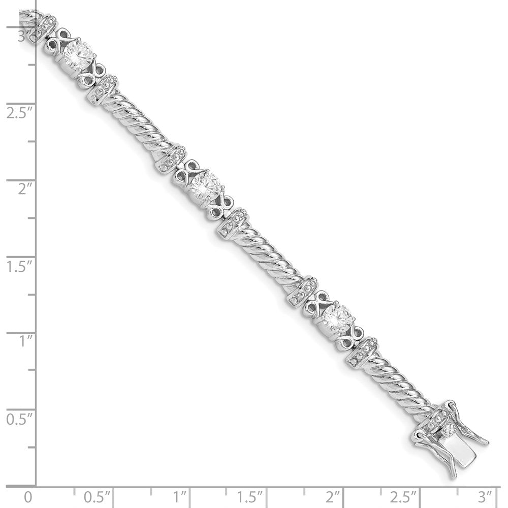 Sterling Silver Rhodium-plated CZ Bracelet QX361CZ