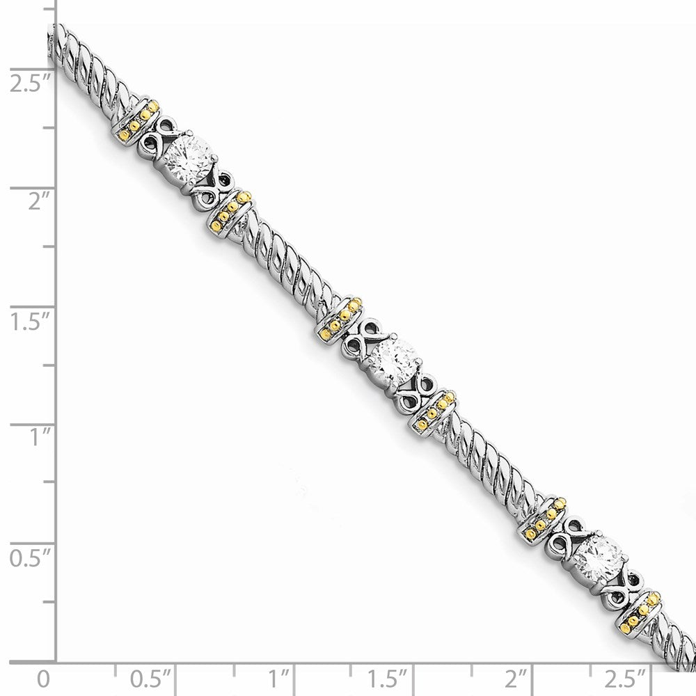 Sterling Silver Rhodium-plated and Vermeil CZ Bracelet QX362CZ