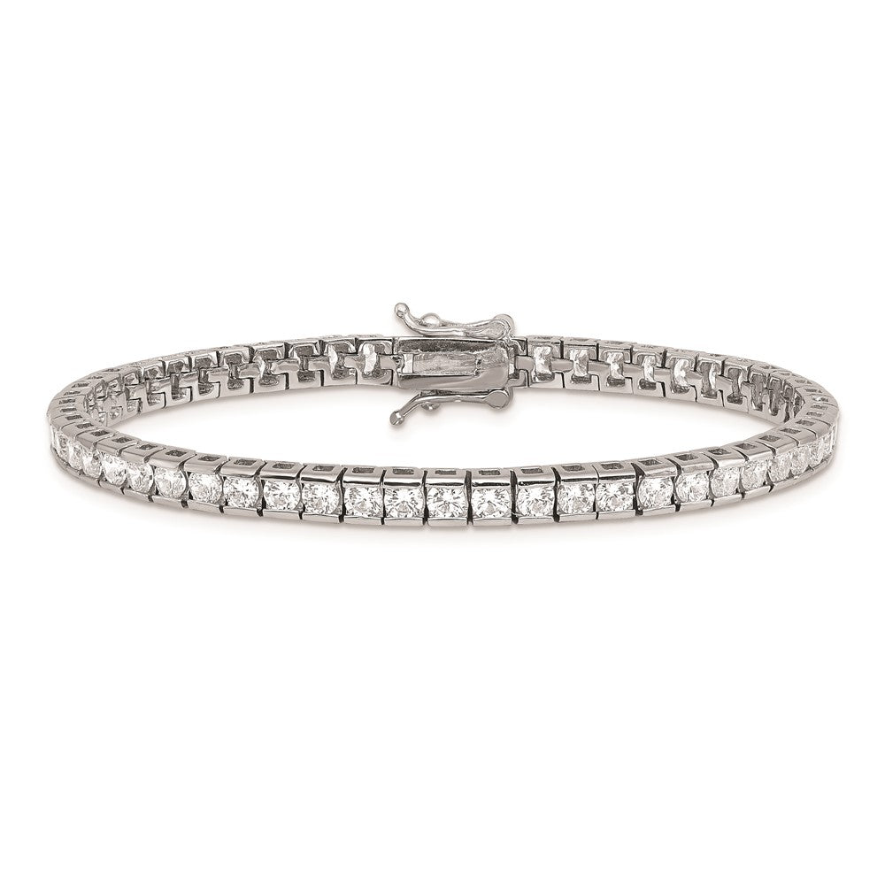 Sterling Silver Rhodium-plated CZ 7 inch Tennis Bracelet QX528CZ