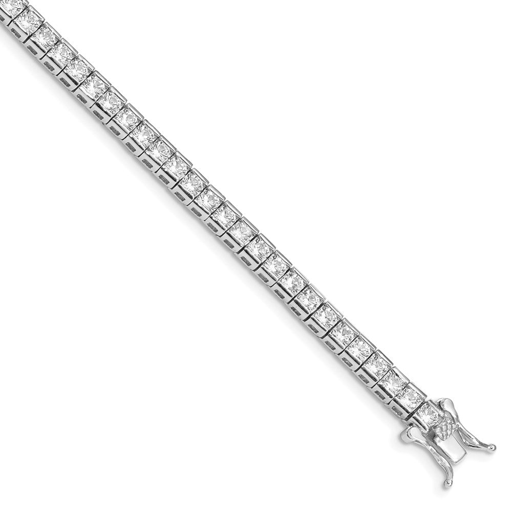 Sterling Silver Rhodium-plated CZ 7 inch Tennis Bracelet QX528CZ