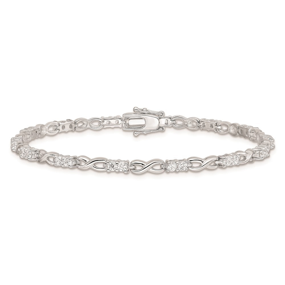 Sterling Silver Rhodium-plated CZ Infinity Bracelet QX529CZ