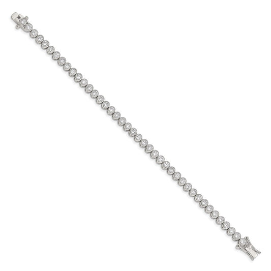 Sterling Silver Rhodium-plated CZ 7 inch Tennis Bracelet QX558CZ