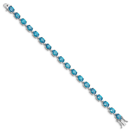 Sterling Silver Rhodium-plated Blue Topaz 6.5in Bracelet QX5BT