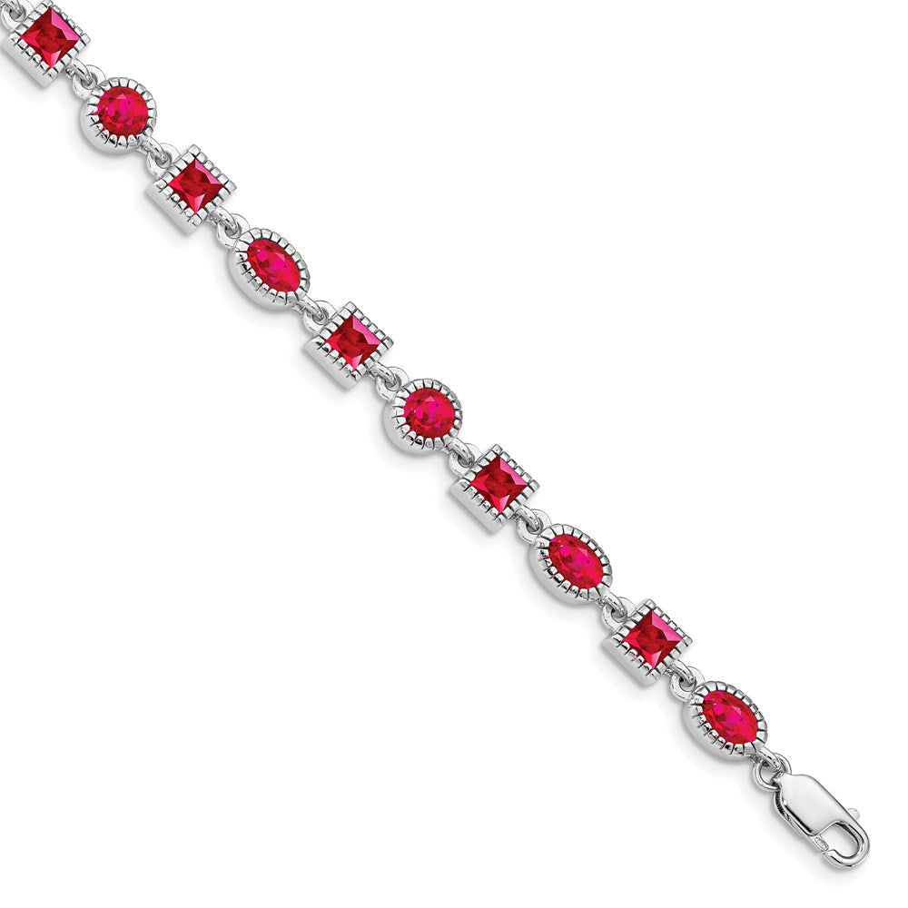 Sterling Silver Rhodium-plated Ruby Bracelet QX622R