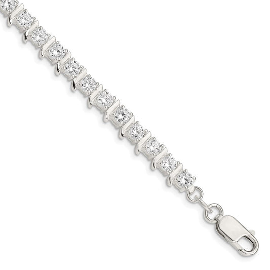 Sterling Silver CZ Fancy Polished Bracelet QX767CZ