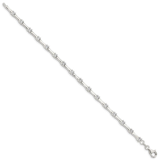 Sterling Silver CZ Fancy Polished Bracelet QX769CZ