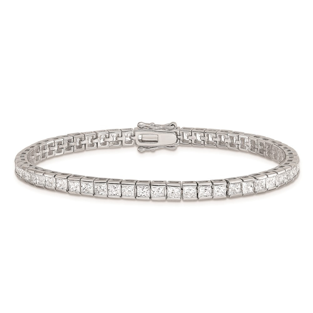 Sterling Silver Rhodium-plated CZ Tennis Bracelet QX813CZ