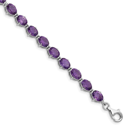 Sterling Silver Rhodium-plated Amethyst Bracelet QX814AM
