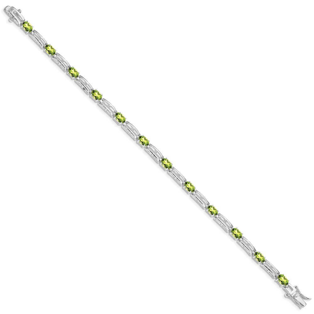 Sterling Silver Rhodium-plated Peridot Bracelet QX823PE