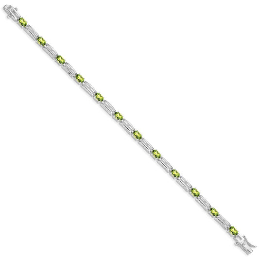 Sterling Silver Rhodium-plated Peridot Bracelet QX823PE