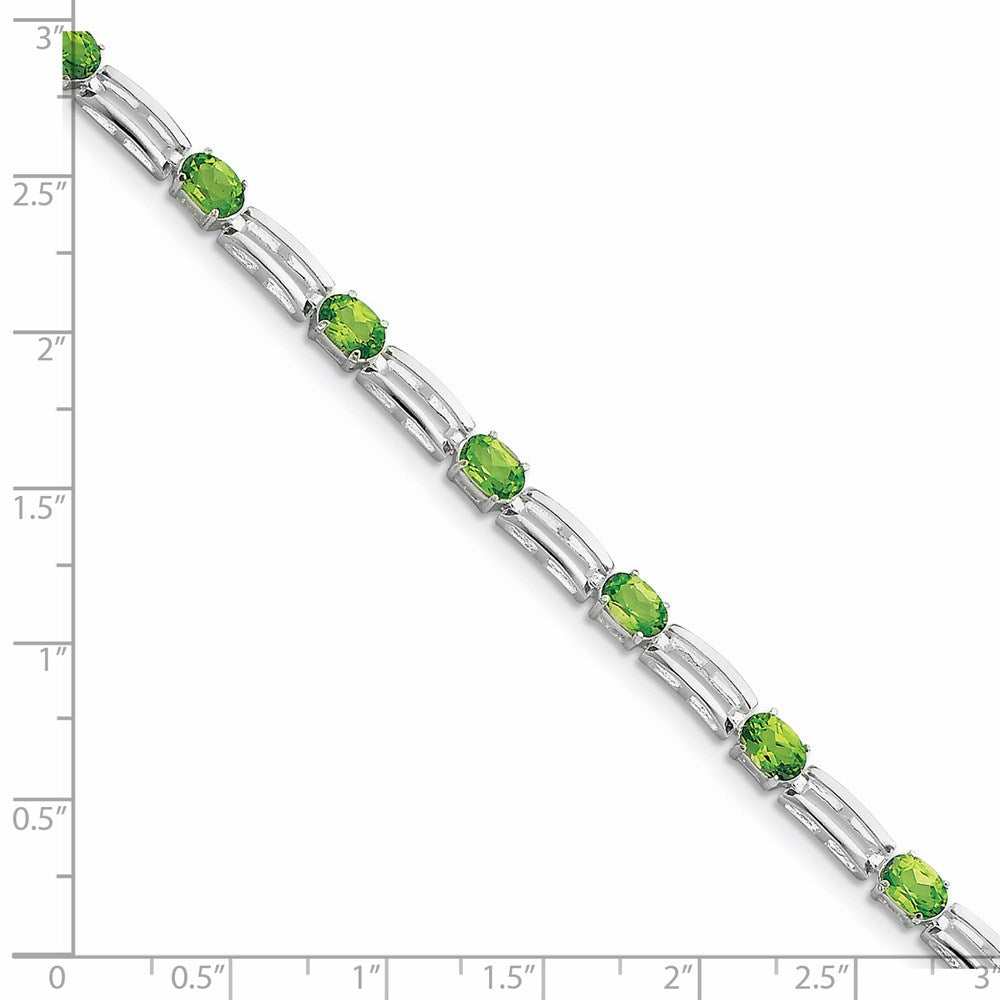 Sterling Silver Rhodium-plated Peridot Bracelet QX823PE