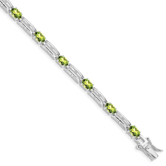 Sterling Silver Rhodium-plated Peridot Bracelet QX823PE