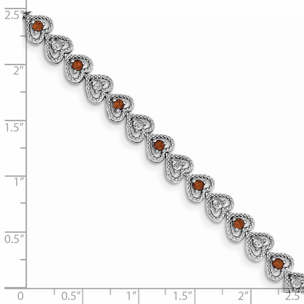 Sterling Silver Rhodium-plated Garnet Diamond Bracelet QX832GA