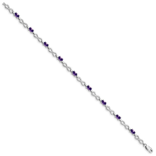 Sterling Silver Rhodium-plated Amethyst Bracelet QX837AM
