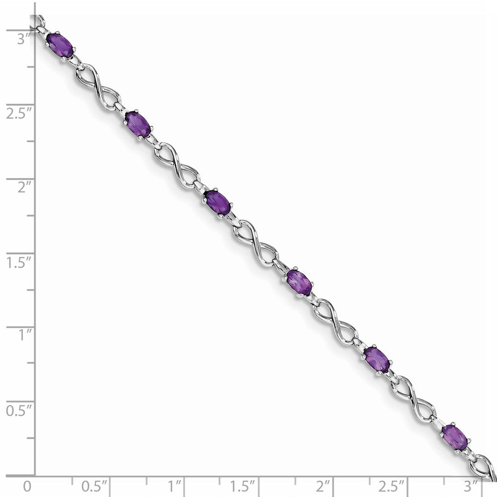 Sterling Silver Rhodium-plated Amethyst Bracelet QX837AM