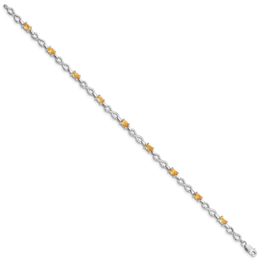 Sterling Silver Rhodium-plated Citrine Bracelet QX837CI