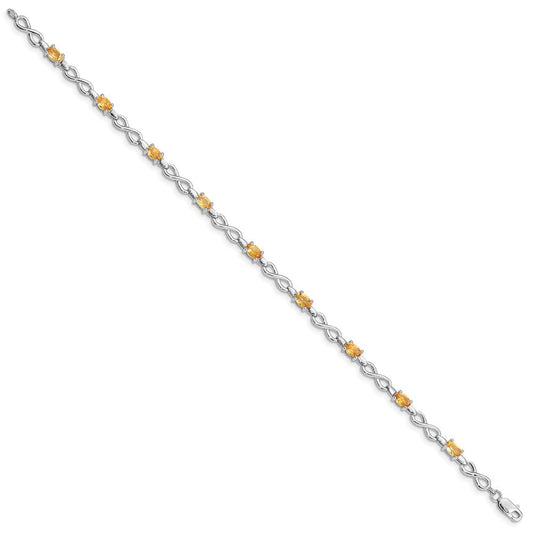 Sterling Silver Rhodium-plated Citrine Bracelet QX837CI