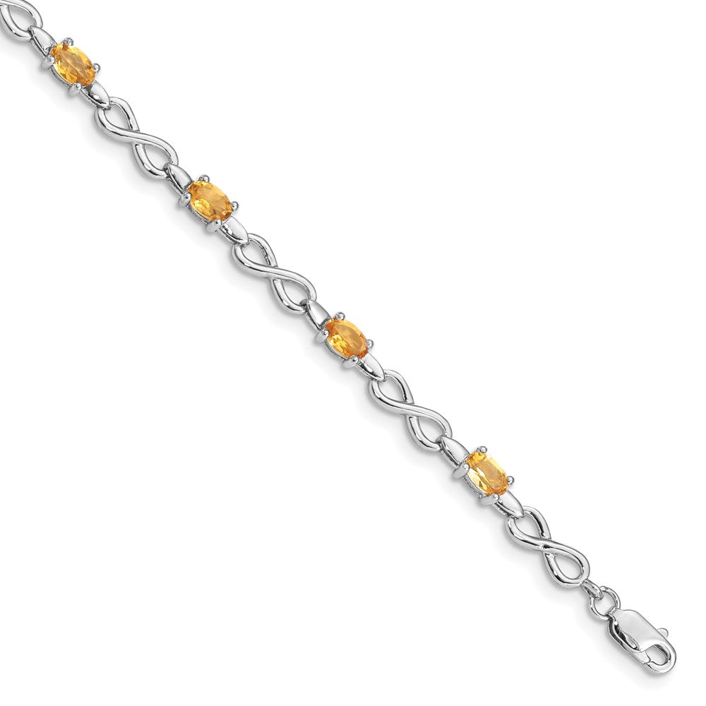 Sterling Silver Rhodium-plated Citrine Bracelet QX837CI