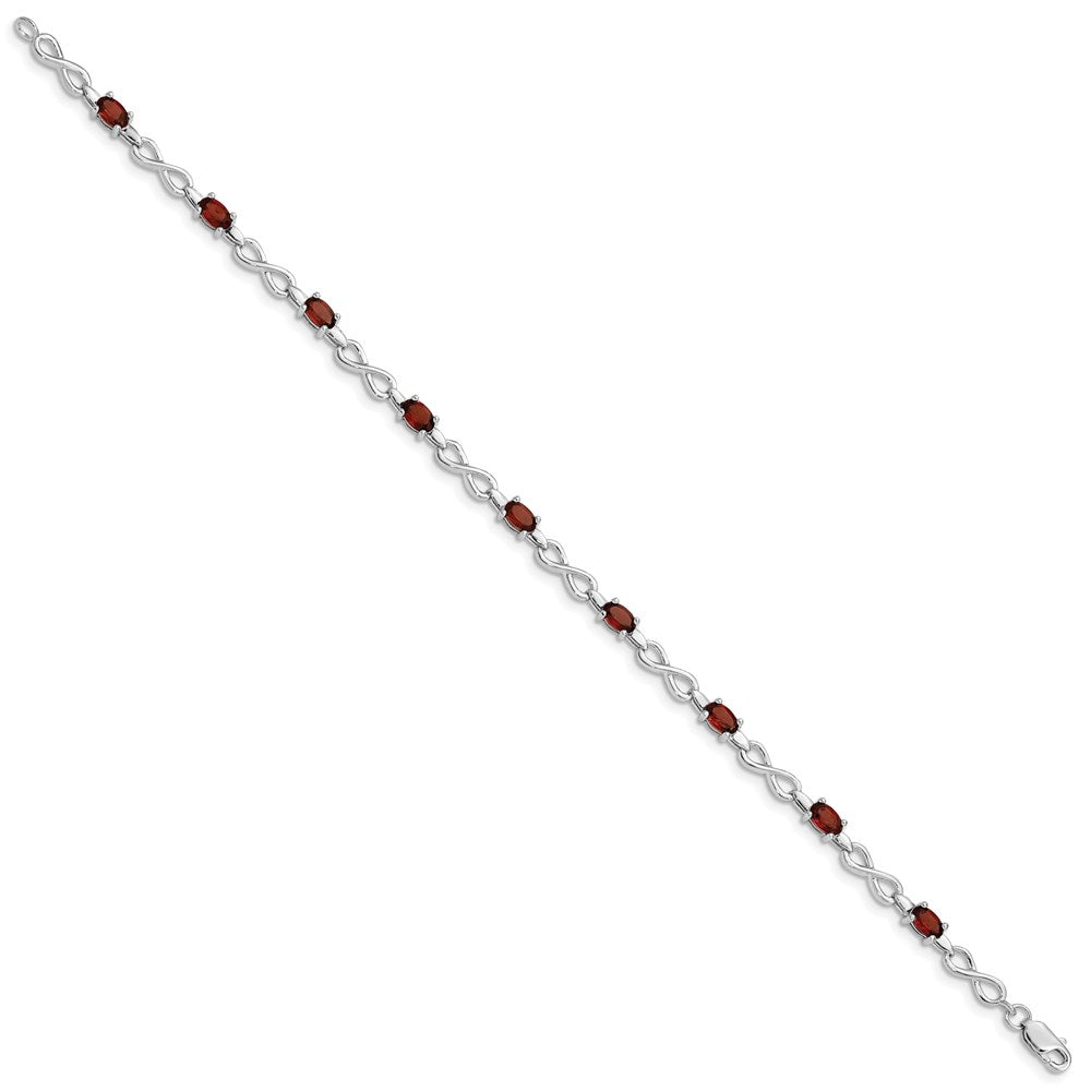 Sterling Silver Rhodium-plated Garnet Bracelet QX837GA
