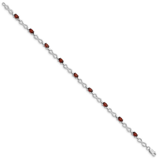 Sterling Silver Rhodium-plated Garnet Bracelet QX837GA