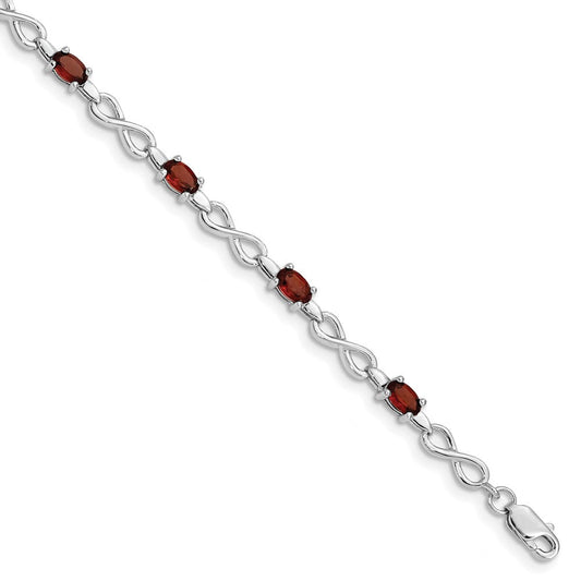 Sterling Silver Rhodium-plated Garnet Bracelet QX837GA