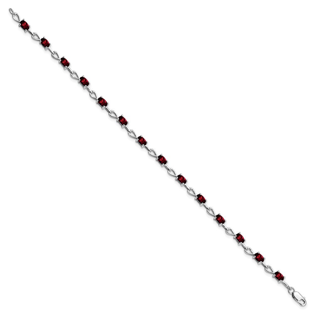 Sterling Silver Rhodium-plated Garnet Bracelet QX838GA