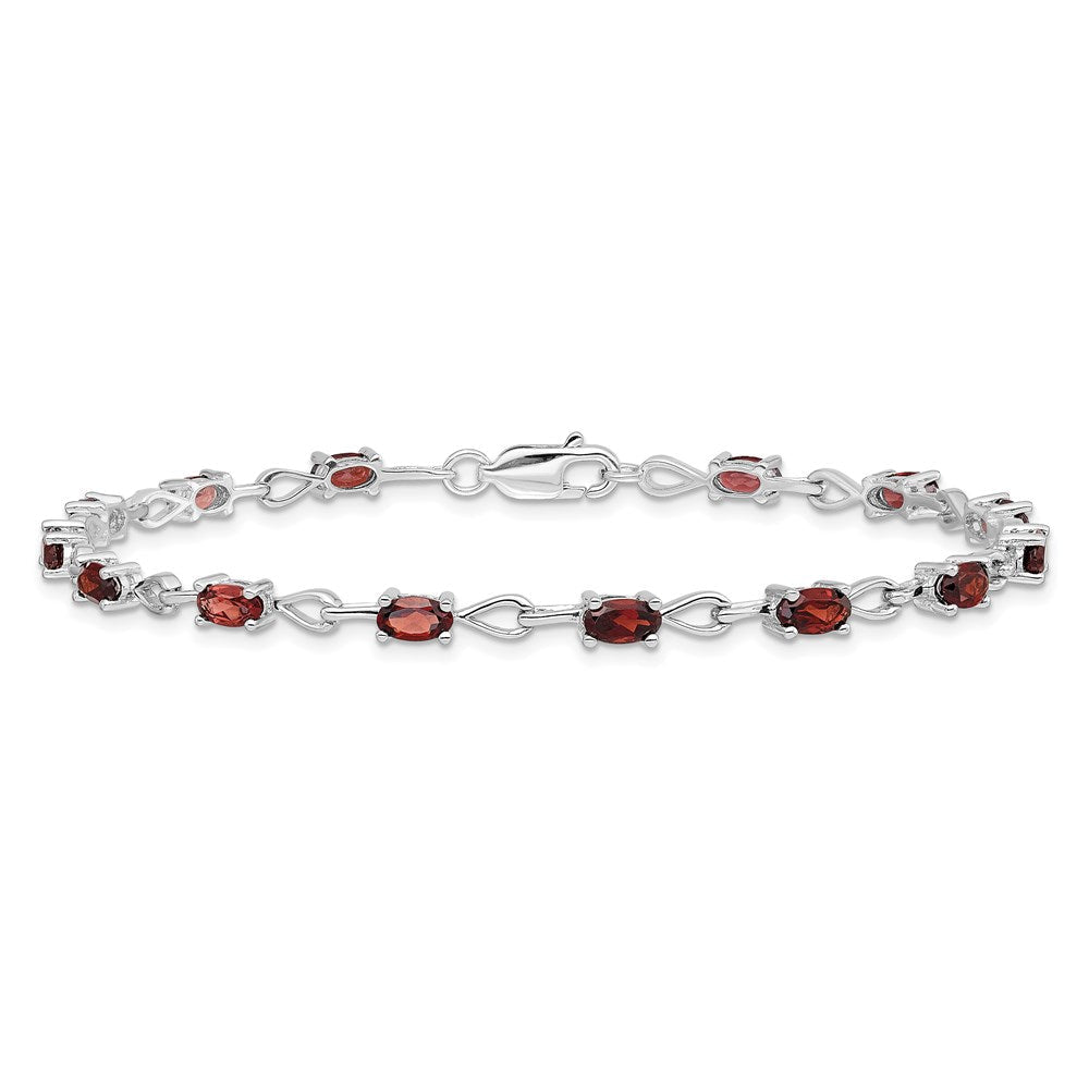 Sterling Silver Rhodium-plated Garnet Bracelet QX838GA