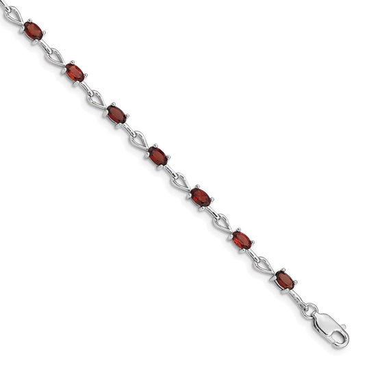 Sterling Silver Rhodium-plated Garnet Bracelet QX838GA