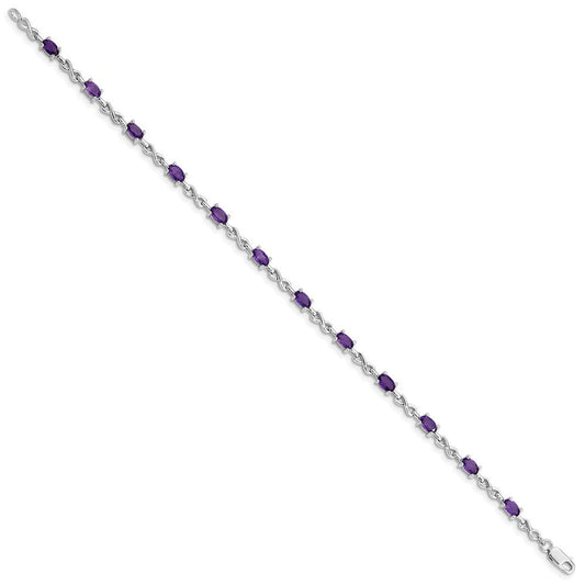 Sterling Silver Rhodium-plated Amethyst Bracelet QX840AM