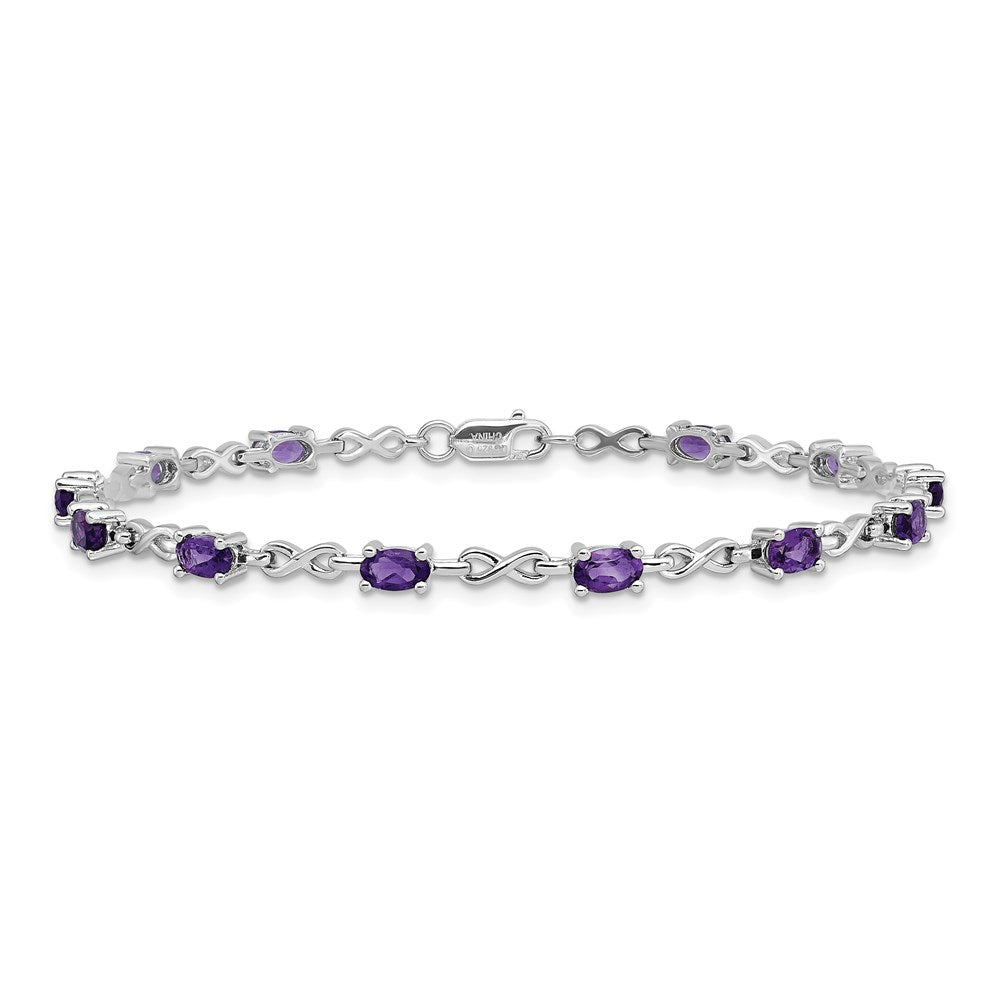 Sterling Silver Rhodium-plated Amethyst Bracelet QX840AM