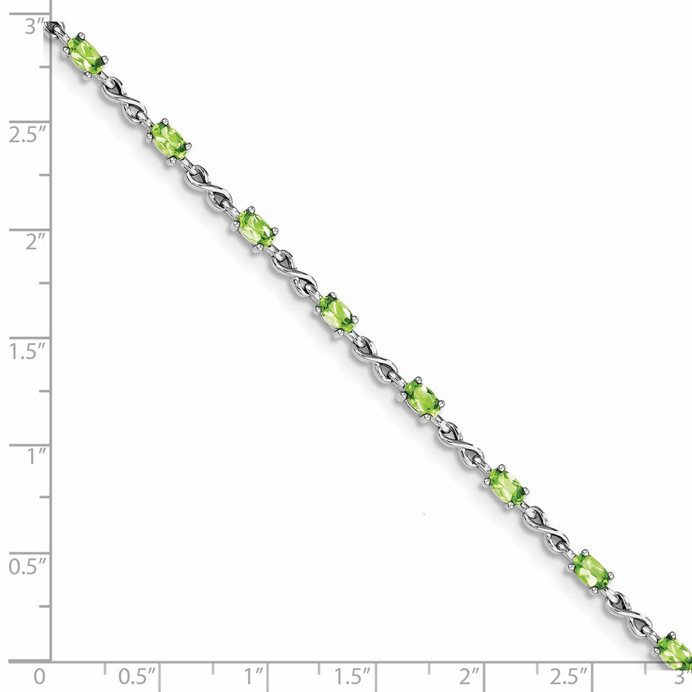 Sterling Silver Rhodium-plated Peridot Bracelet QX840PE