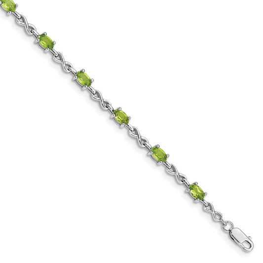 Sterling Silver Rhodium-plated Peridot Bracelet QX840PE
