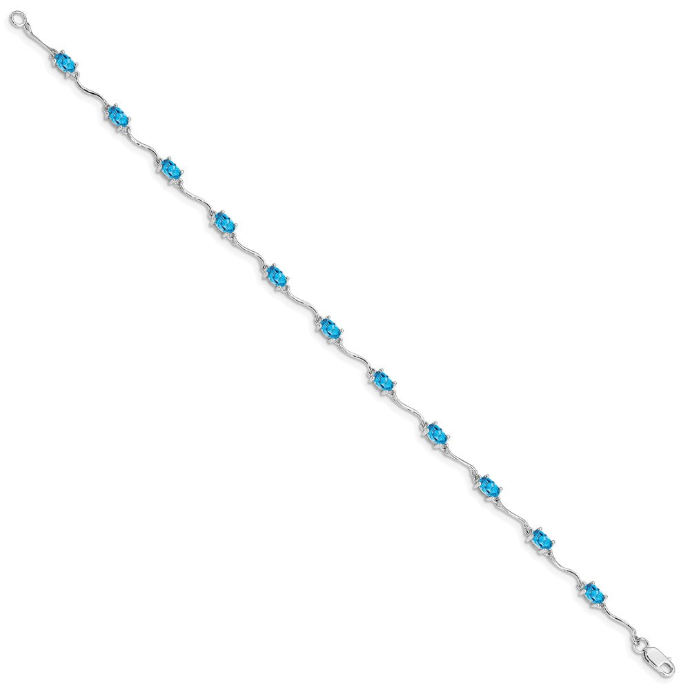 Sterling Silver Rhodium-plated Blue Topaz Bracelet QX841BT