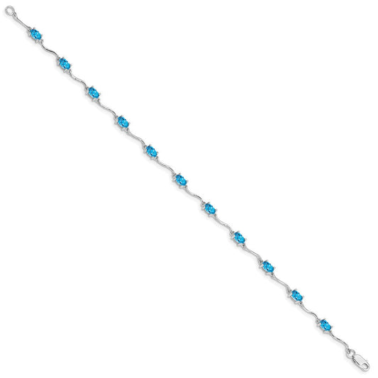 Sterling Silver Rhodium-plated Blue Topaz Bracelet QX841BT