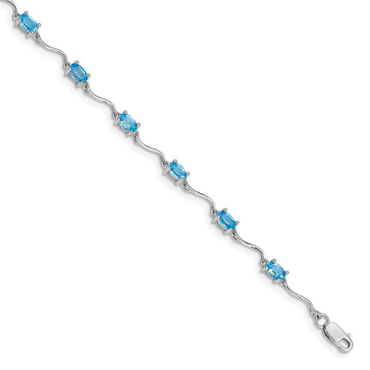 Sterling Silver Rhodium-plated Blue Topaz Bracelet QX841BT