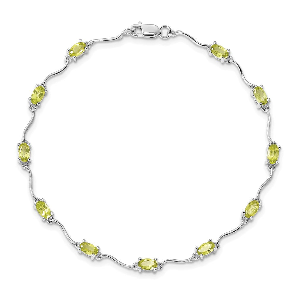 Sterling Silver Rhodium-plated Peridot Bracelet QX841PE
