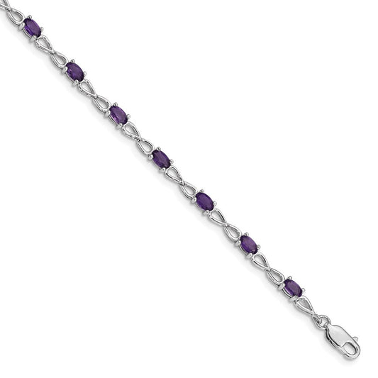 Sterling Silver Rhodium-plated Amethyst Bracelet QX842AM