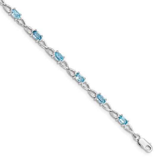Sterling Silver Rhodium-plated Blue Topaz Bracelet QX842BT