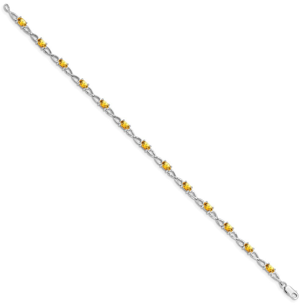 Sterling Silver Rhodium-plated Citrine Bracelet QX842CI