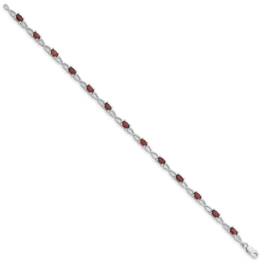 Sterling Silver Rhodium-plated Garnet Bracelet QX842GA