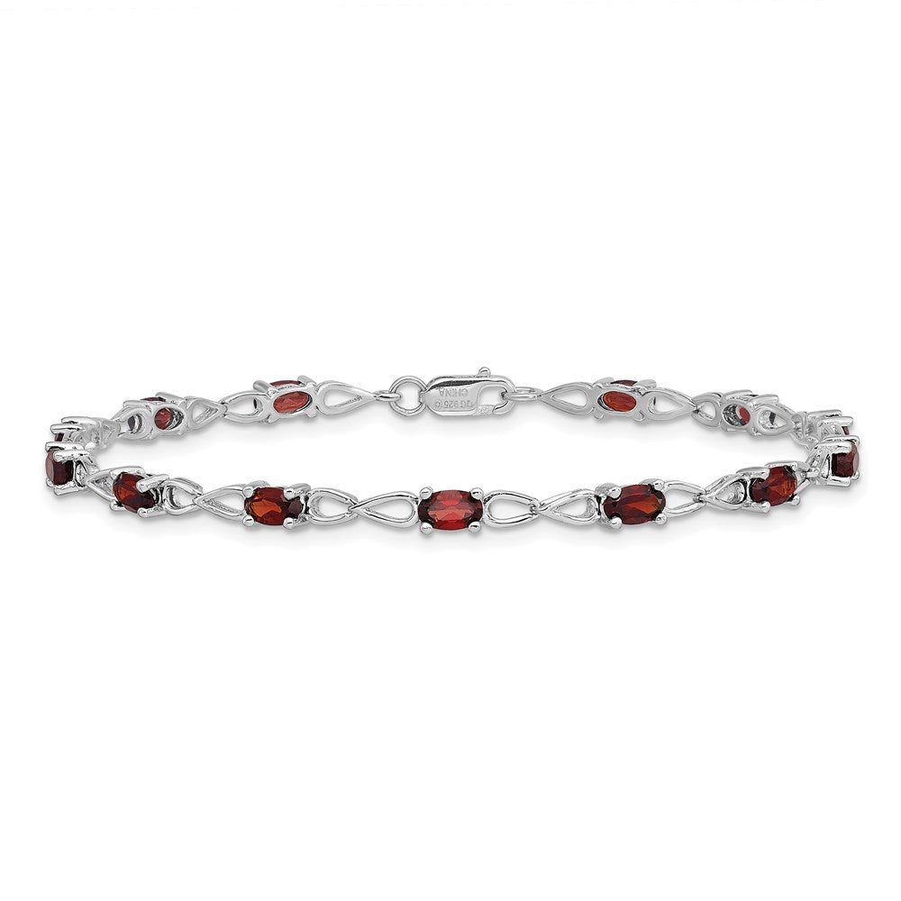 Sterling Silver Rhodium-plated Garnet Bracelet QX842GA