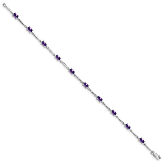 Sterling Silver Rhodium-plated Amethyst Bracelet QX843AM