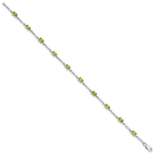 Sterling Silver Rhodium-plated Peridot Bracelet QX843PE