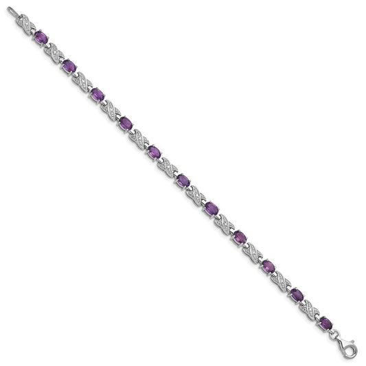 Sterling Silver Rhodium-plated Amethyst Bracelet QX851AM