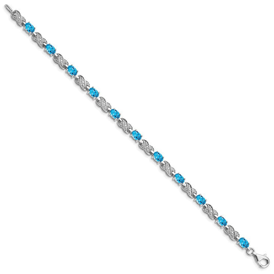 Sterling Silver Rhodium-plated Blue Topaz Bracelet QX851BT