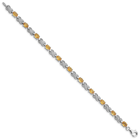 Sterling Silver Rhodium-plated Citrine Bracelet QX851CI