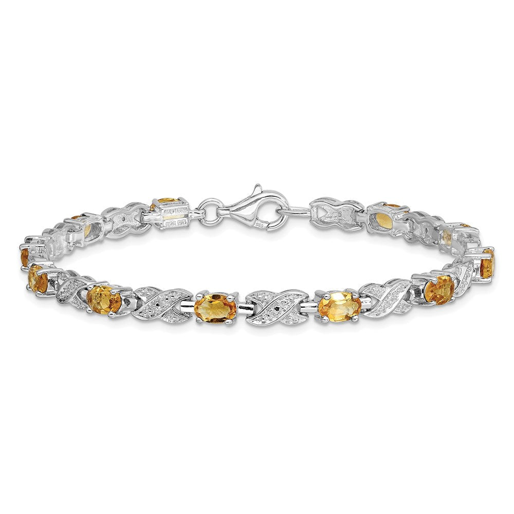 Sterling Silver Rhodium-plated Citrine Bracelet QX851CI