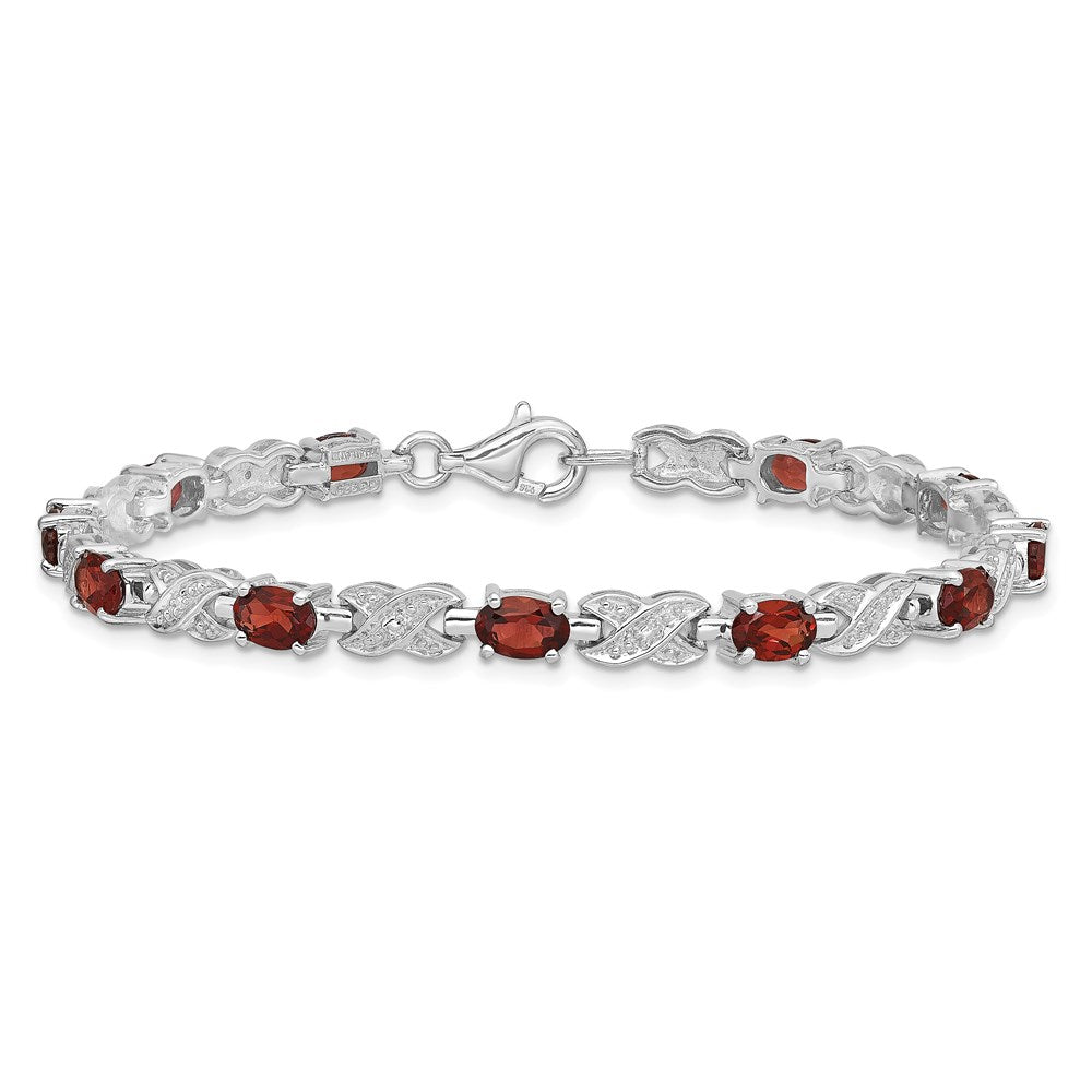 Sterling Silver Rhodium-plated Garnet Bracelet QX851GA